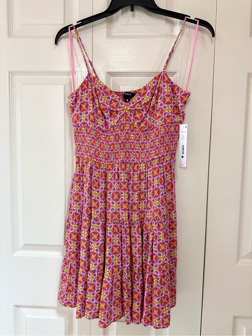 NWT Aqua Bloomingdales Sleeveless Smocked Floral Mini Dress